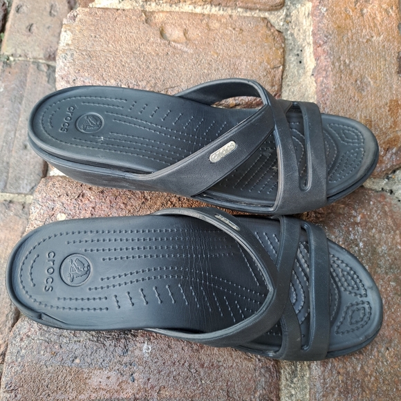 CROCS Womens Black Slide Sandals Size 10 B1 - Picture 4 of 5